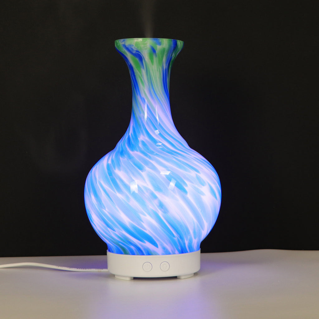 Aroma Diffuser Glass Vase Blue and Green