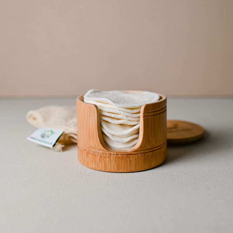 Bamboo Makeup Remover Set with Bamboo Holder